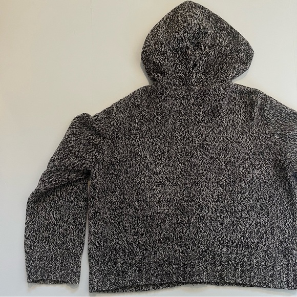 J. Jill Soft Cozy Heathered Gray / Black Fleece Full Hooded Zip Up Sweater L - Picture 10 of 10